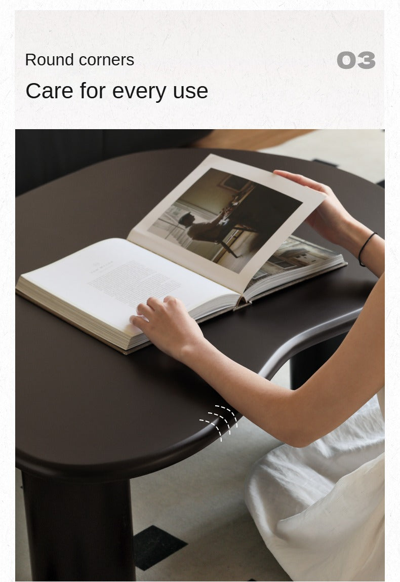 Rubber Solid Wood Black Coffee Table.