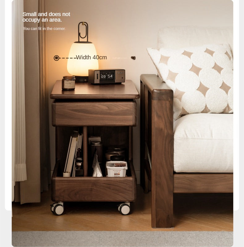 Black Walnut, Teak Solid Wood Raised and Lowered Rotating Coffee Table.