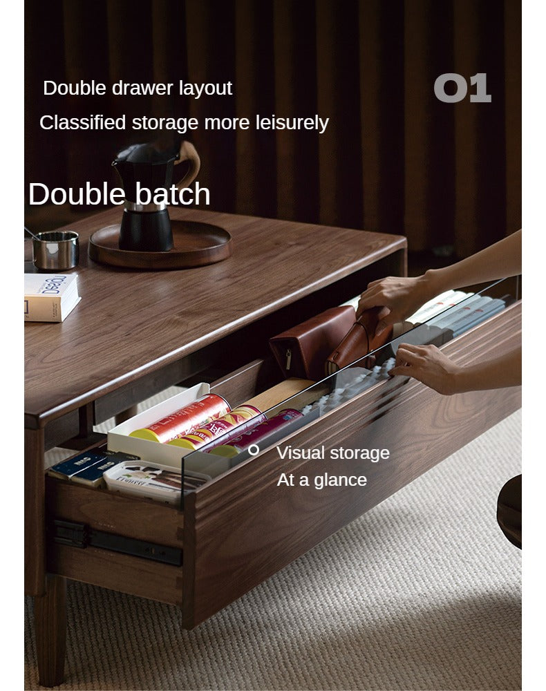 Black Walnut, Golden Sandalwood Solid Wood Coffee Table