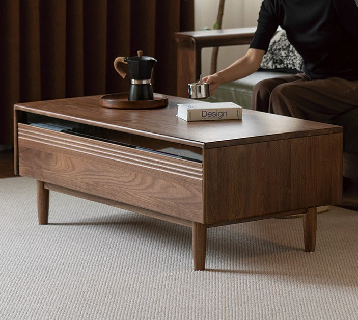 Black Walnut, Golden Sandalwood Solid Wood Coffee Table