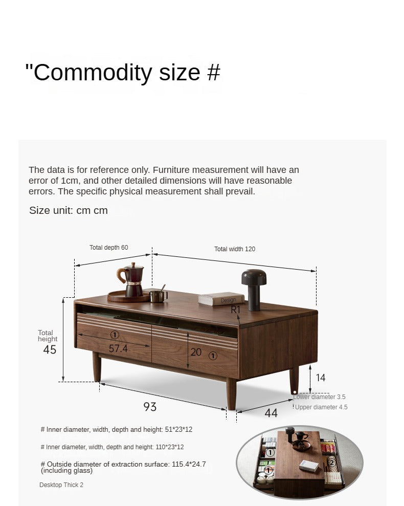 Black Walnut, Golden Sandalwood Solid Wood Coffee Table