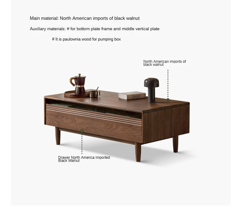 Black Walnut, Golden Sandalwood Solid Wood Coffee Table