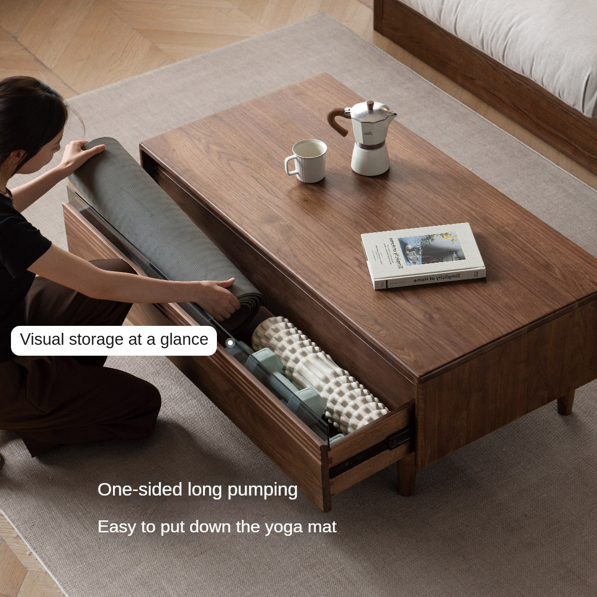 Black Walnut, Golden Sandalwood Solid Wood Coffee Table