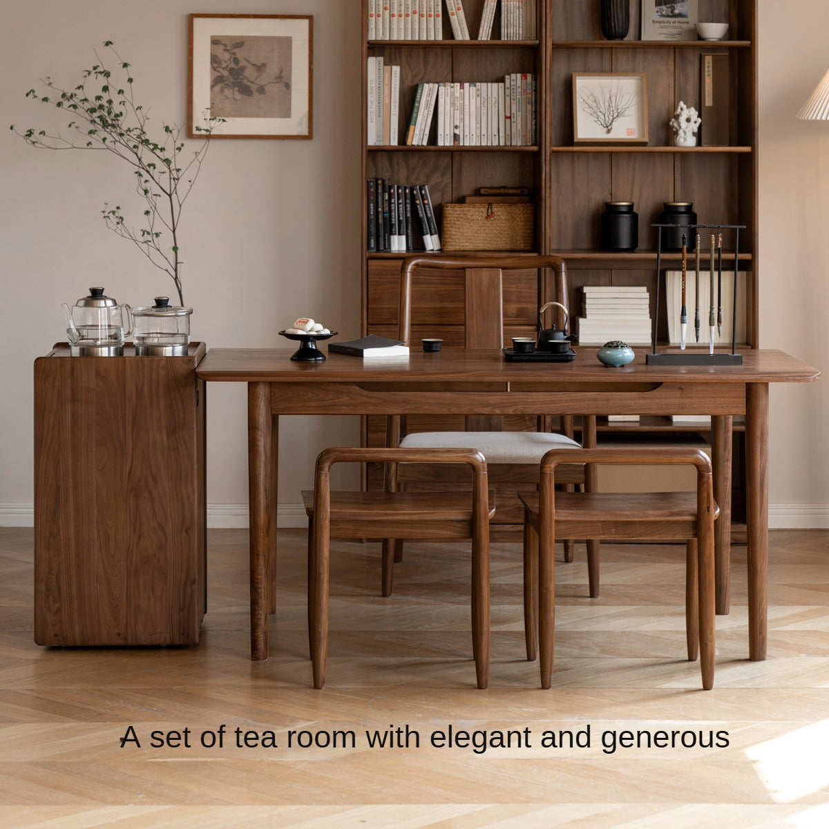 Black Walnut, Oak Solid Wood Tea Table