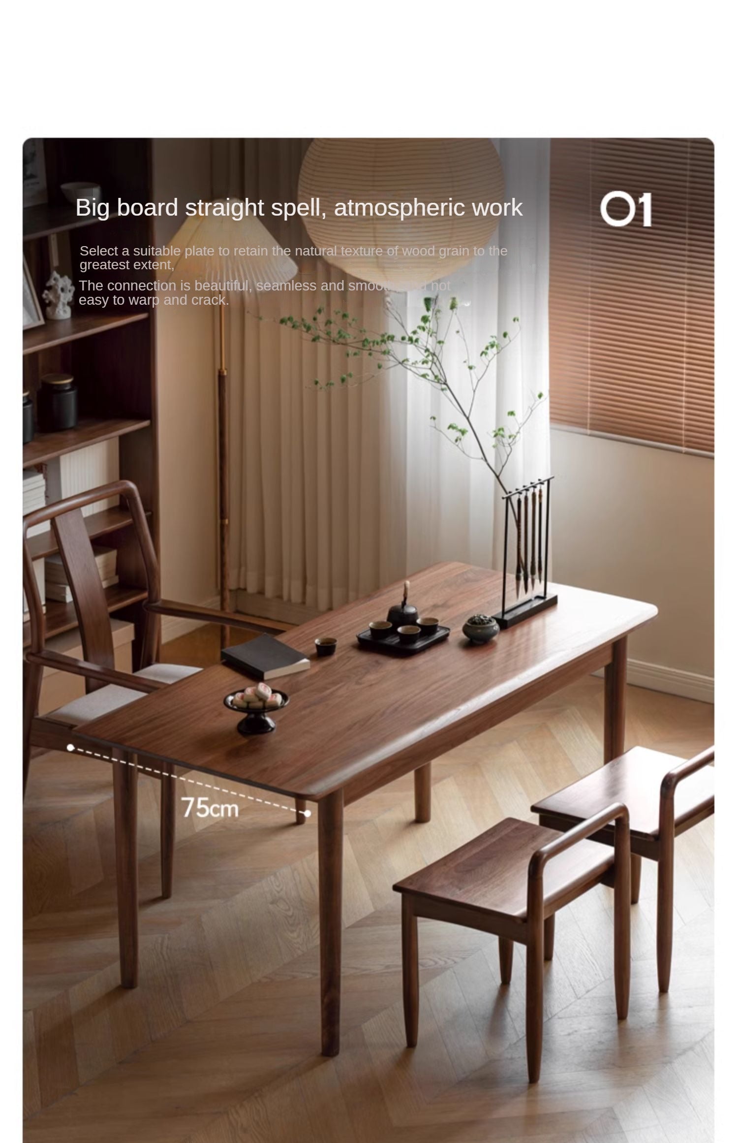 Black Walnut, Oak Solid Wood Tea Table