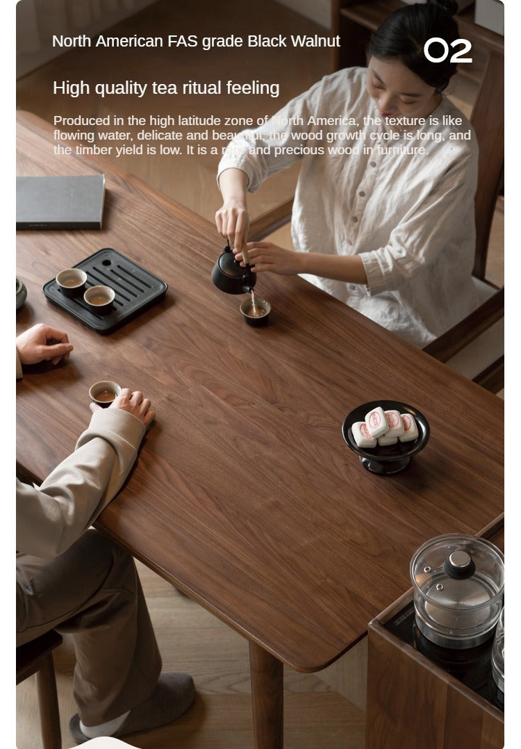 Black Walnut, Oak Solid Wood Tea Table