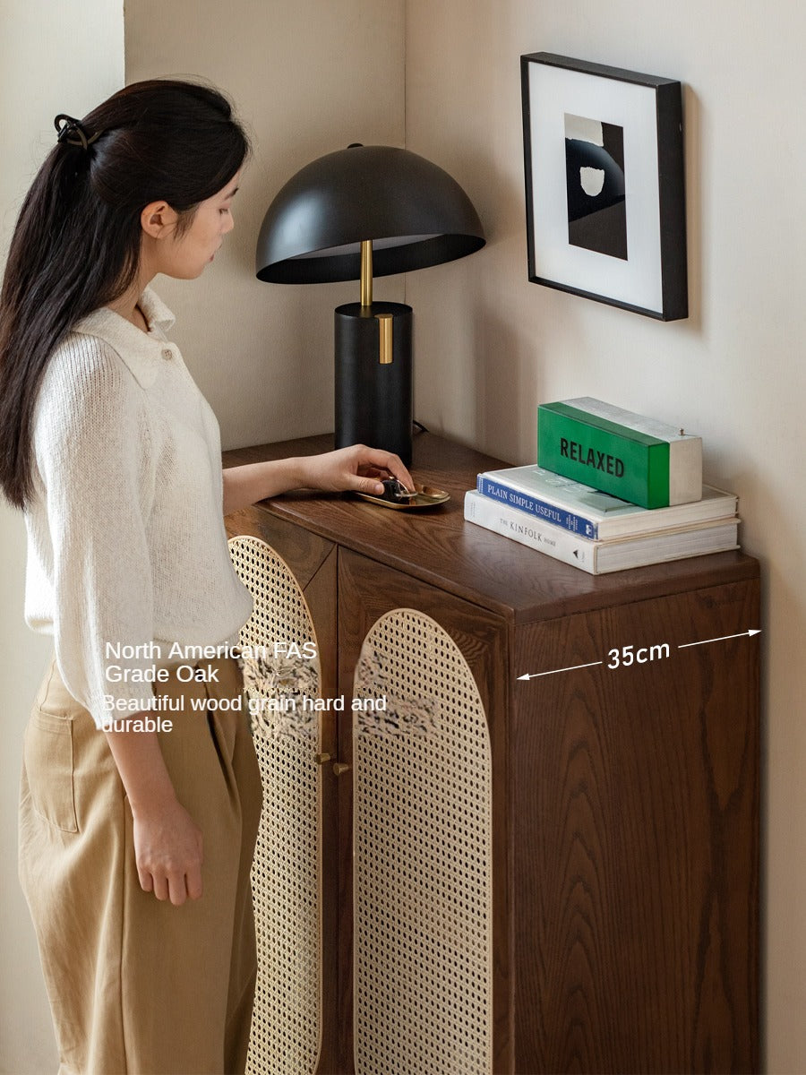 Oak, Solid Rubber Wood Large Capacity Shoe Cabinet