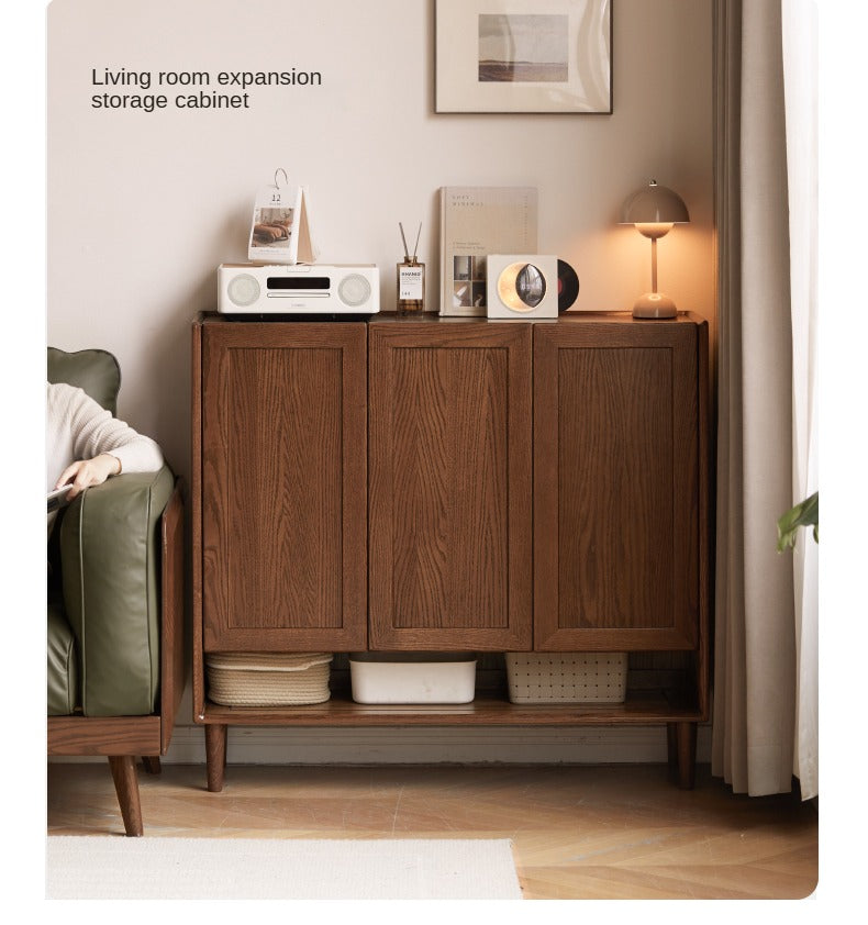 Oak Solid Wood, Solid Rubberwood Large Capacity Shoe Cabinet