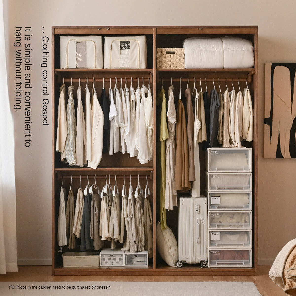Black Walnut Solid Wood Wardrobe Modern Simple.