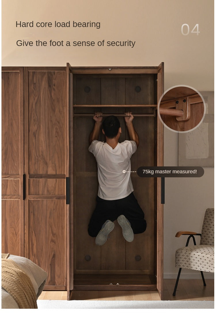 Black Walnut Solid Wood Wardrobe Modern Simple.