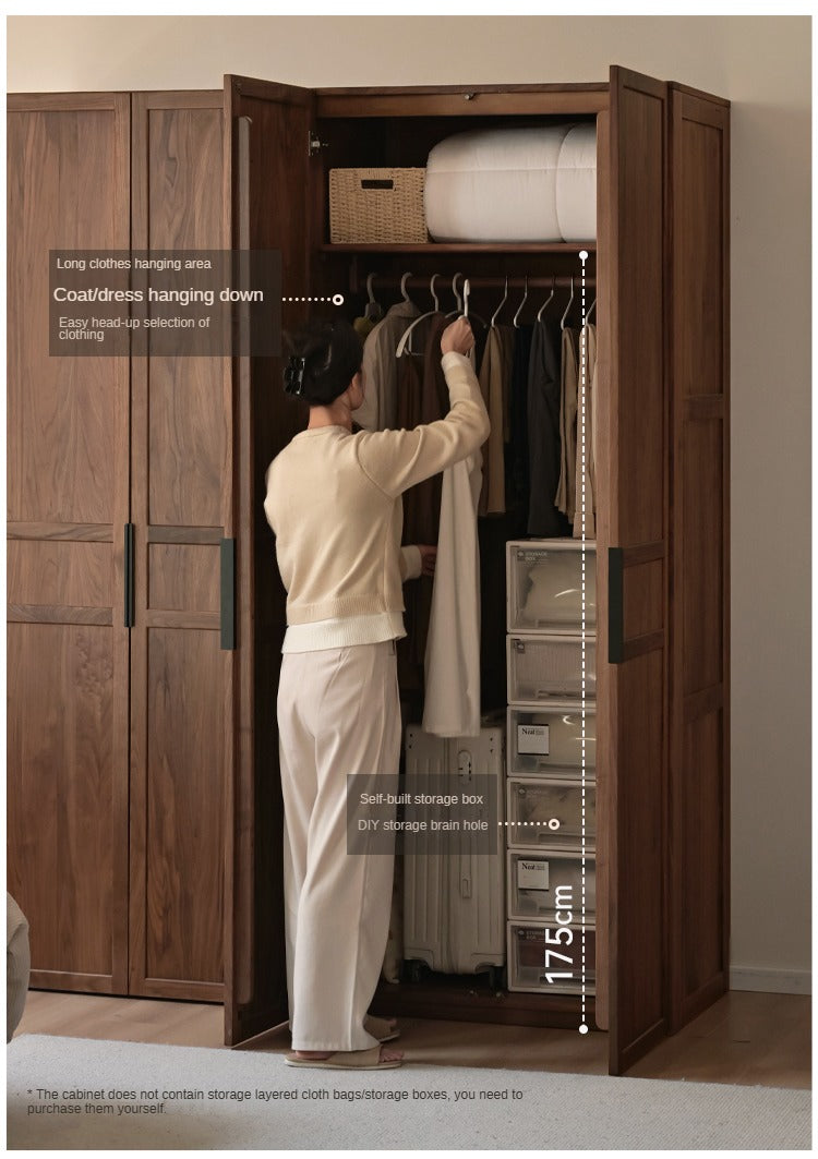 Black Walnut Solid Wood Wardrobe Modern Simple.