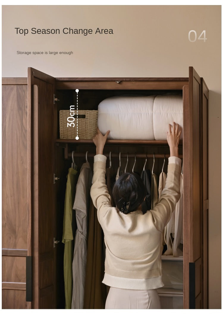 Black Walnut Solid Wood Wardrobe Modern Simple.