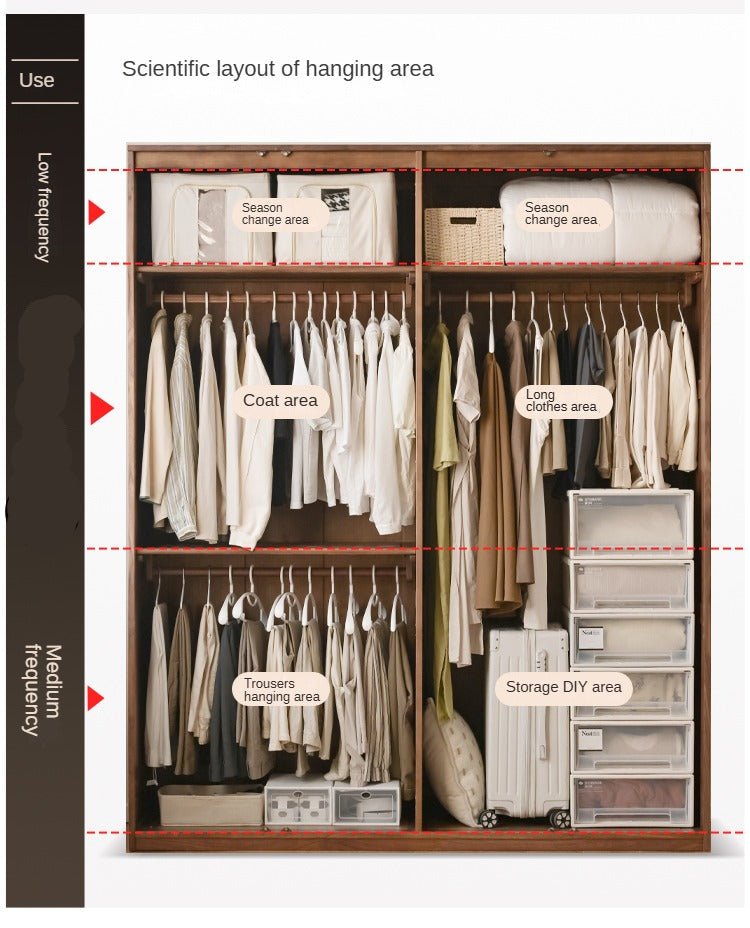 Black Walnut Solid Wood Wardrobe Modern Simple.