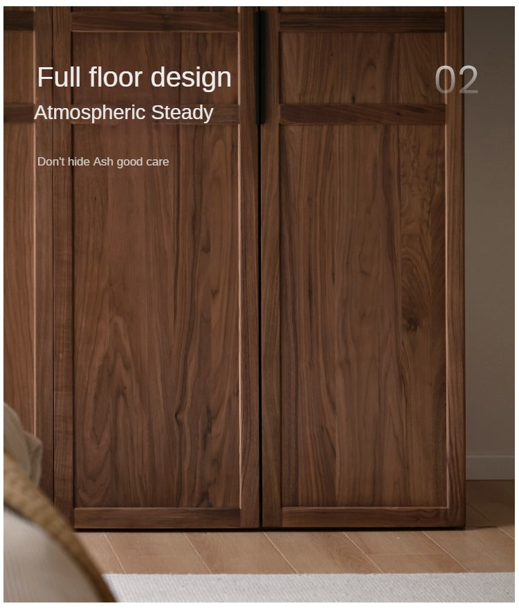 Black Walnut Solid Wood Wardrobe Modern Simple.