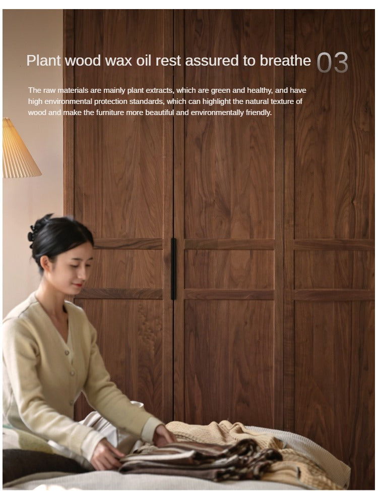 Black Walnut Solid Wood Wardrobe Modern Simple.