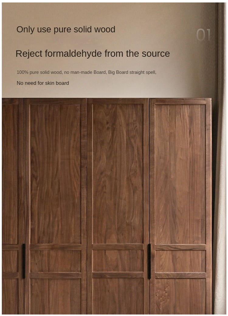 Black Walnut Solid Wood Wardrobe Modern Simple.