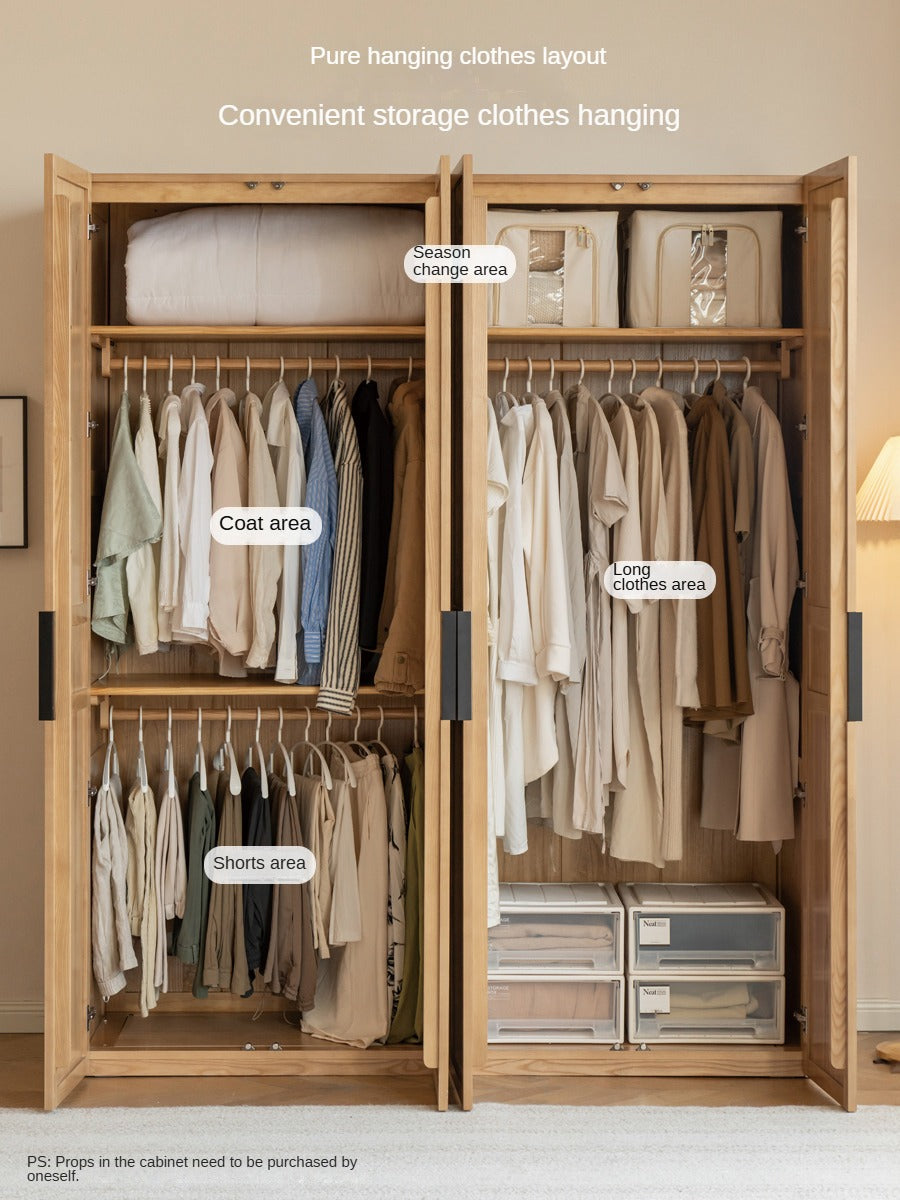 Black Walnut, Ash Solid Wood Wardrobe Modern Simple.