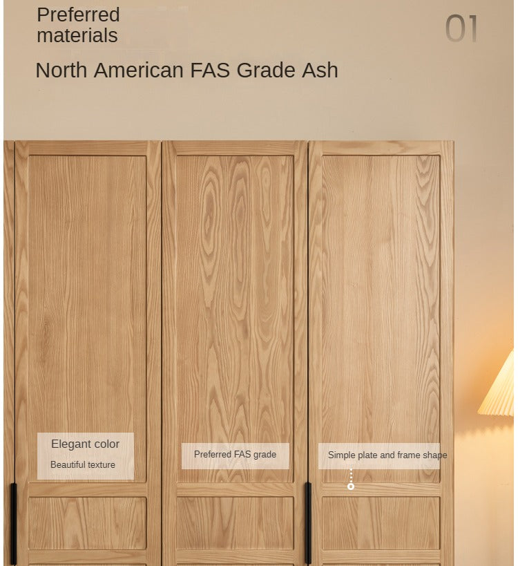 Black Walnut, Ash Solid Wood Wardrobe Modern Simple.