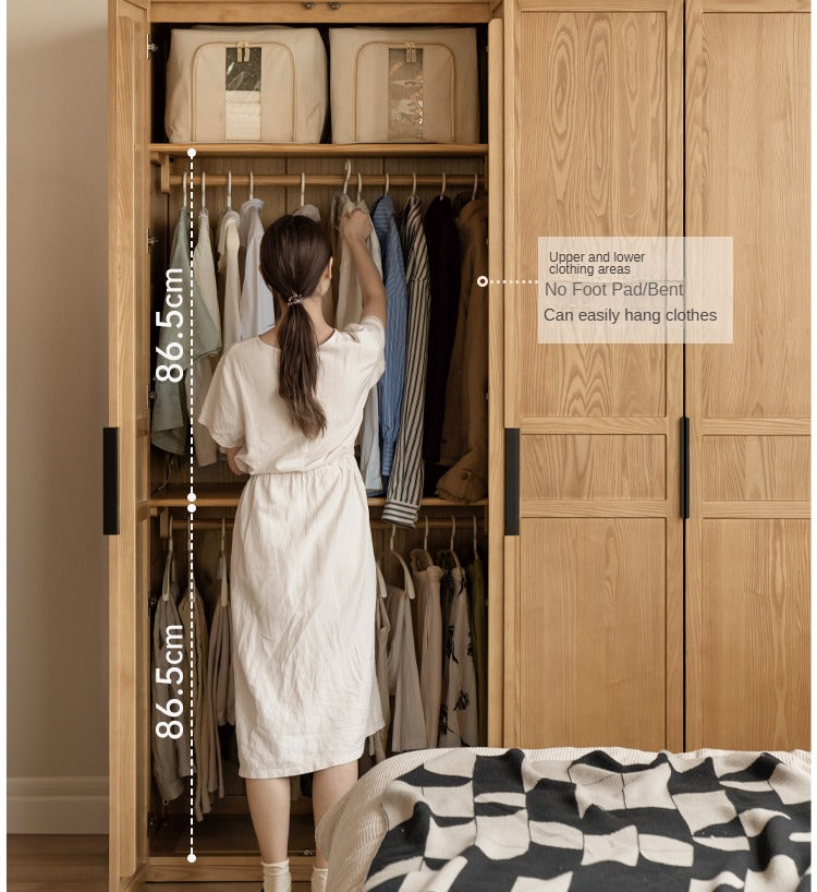 Black Walnut, Ash Solid Wood Wardrobe Modern Simple.