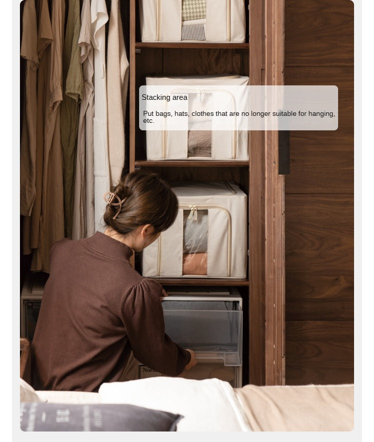 Black Walnut Solid Wood Wardrobe Combination Storage Cabinet.