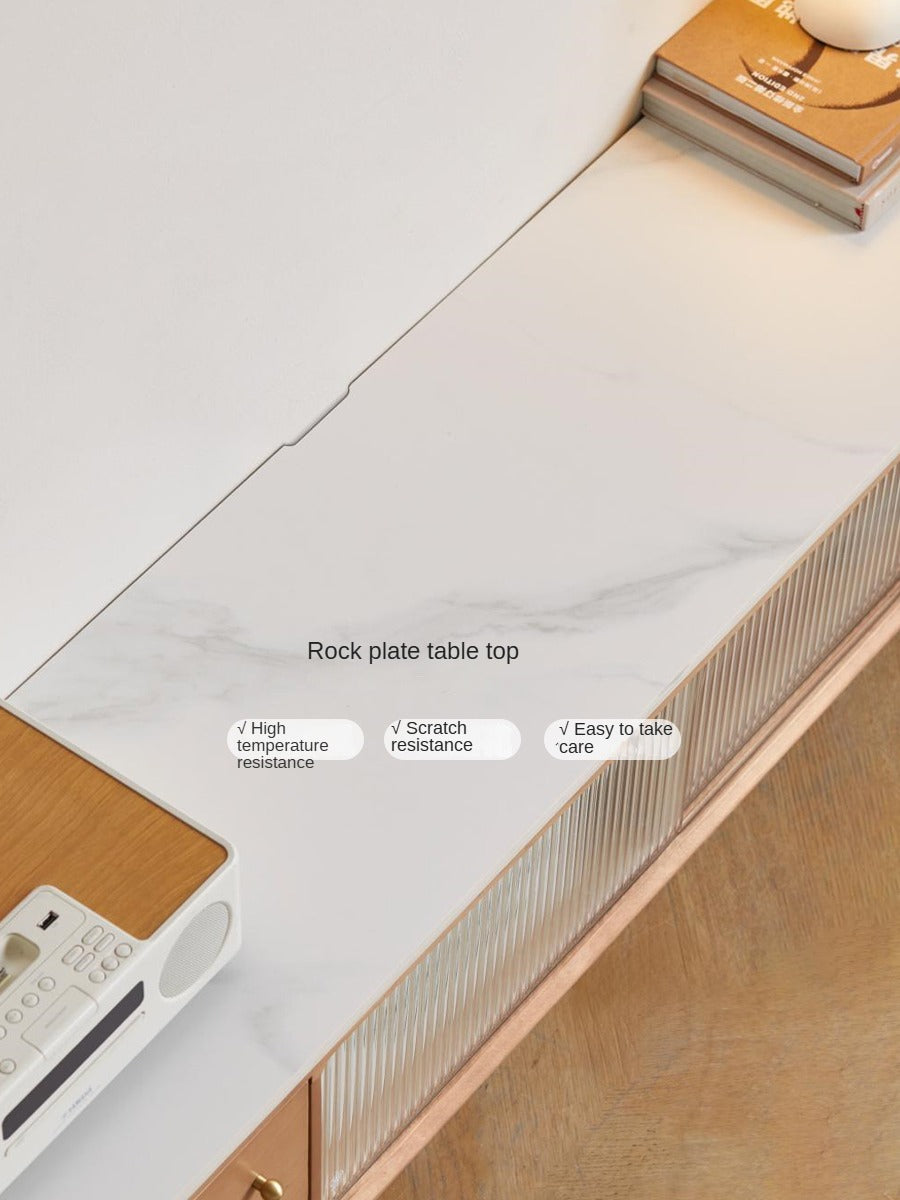 Poplar Solid Wood Modern Simple Rock Plate TV Cabinet.