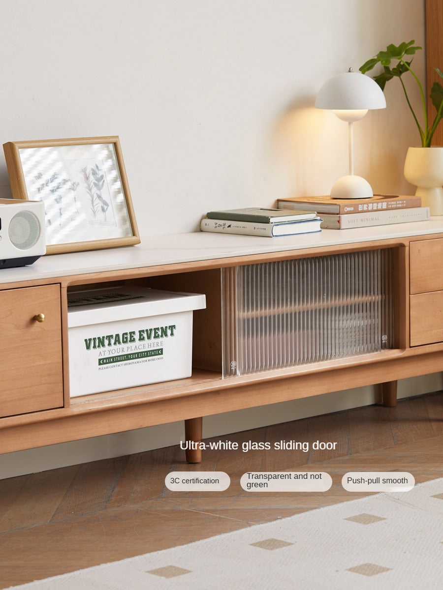 Poplar Solid Wood Modern Simple Rock Plate TV Cabinet.