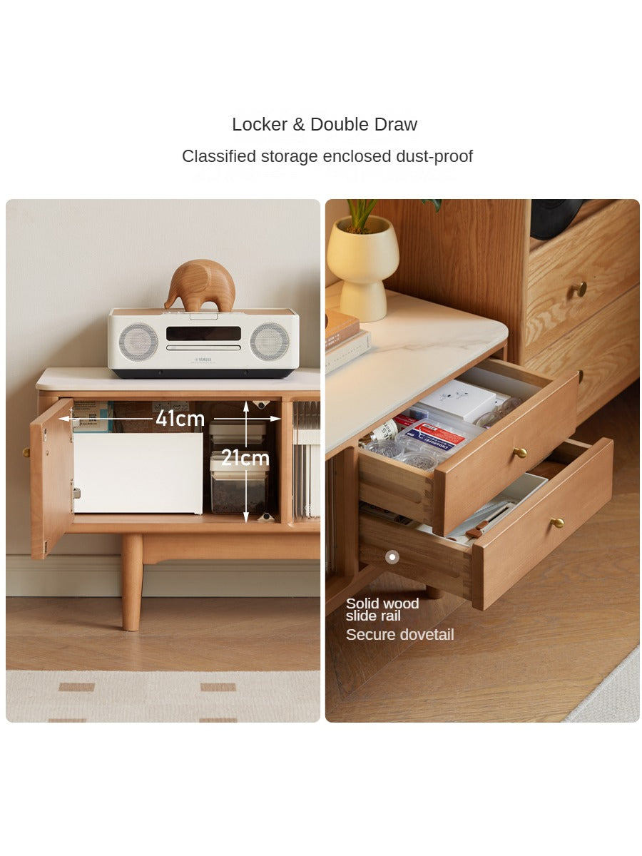 Poplar Solid Wood Modern Simple Rock Plate TV Cabinet.