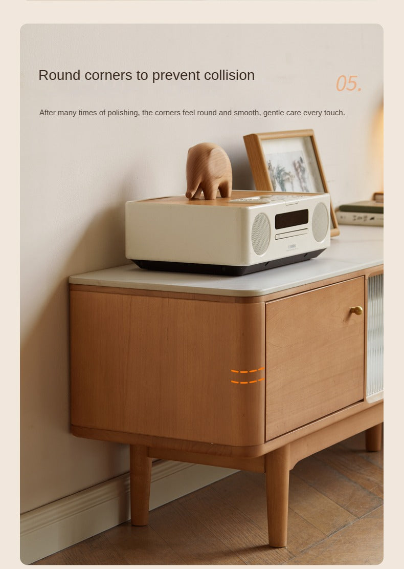 Poplar Solid Wood Modern Simple Rock Plate TV Cabinet.