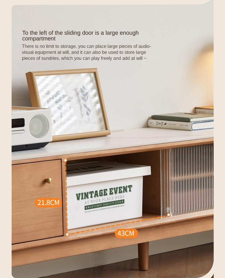 Poplar Solid Wood Modern Simple Rock Plate TV Cabinet.