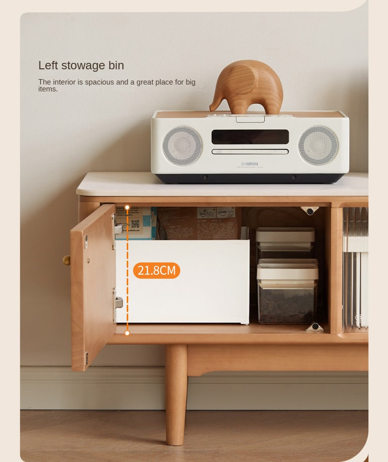 Poplar Solid Wood Modern Simple Rock Plate TV Cabinet.