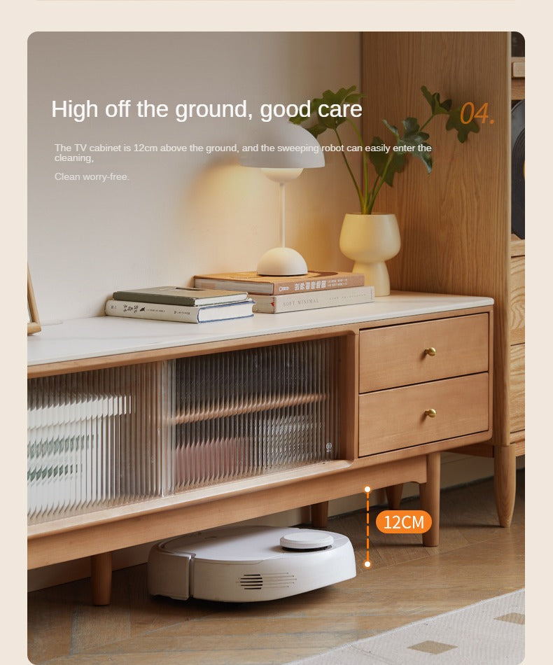 Poplar Solid Wood Modern Simple Rock Plate TV Cabinet.