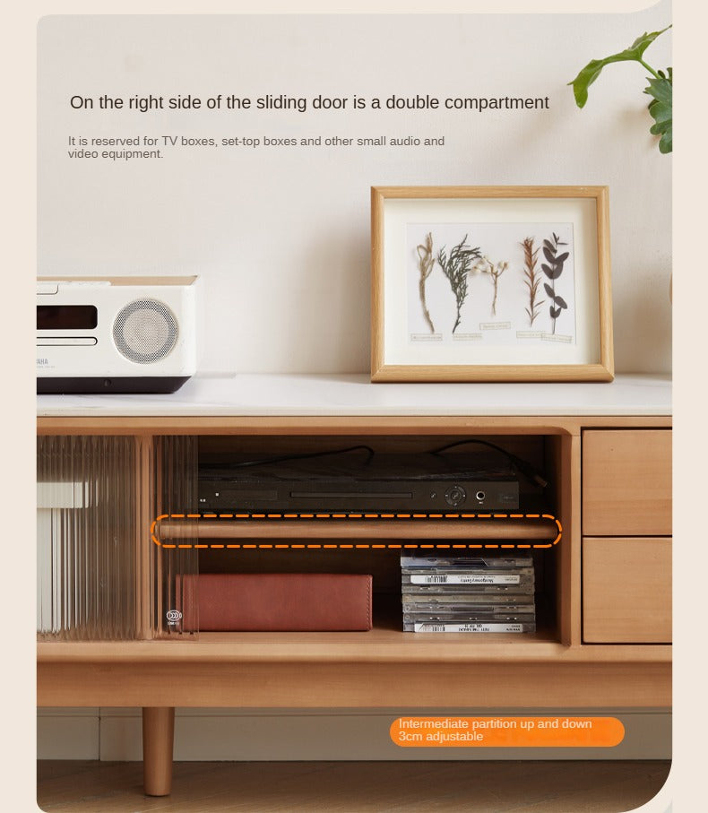 Poplar Solid Wood Modern Simple Rock Plate TV Cabinet.