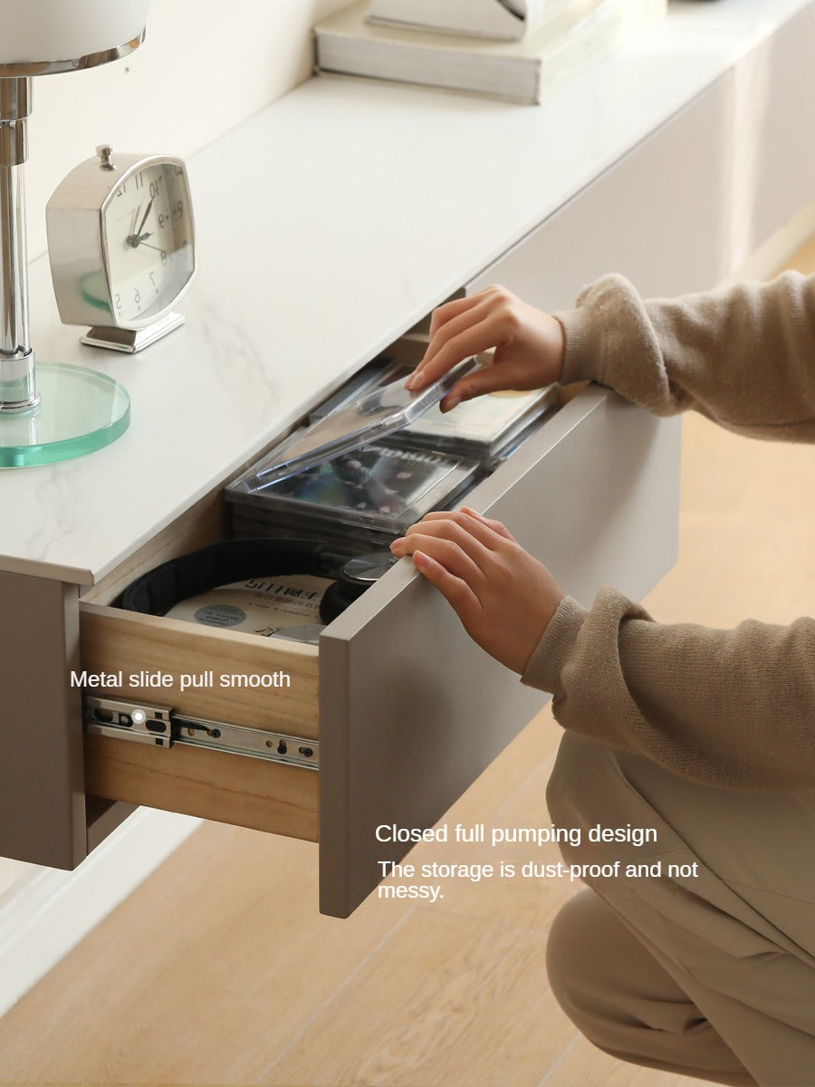 Poplar Solid Wood Wall-Mounted Suspended Splicing TV Cabinet.