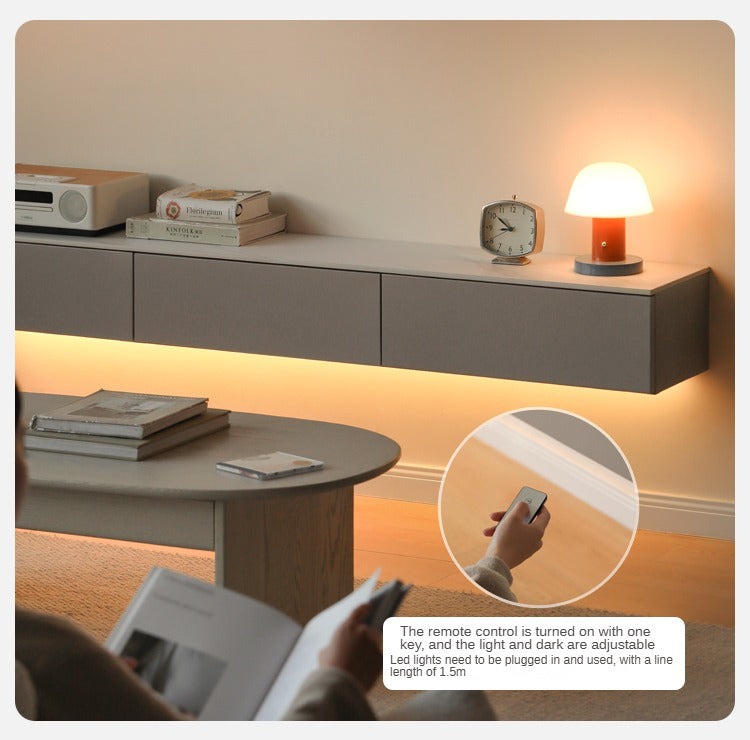 Poplar Solid Wood Wall-Mounted Suspended Splicing TV Cabinet.