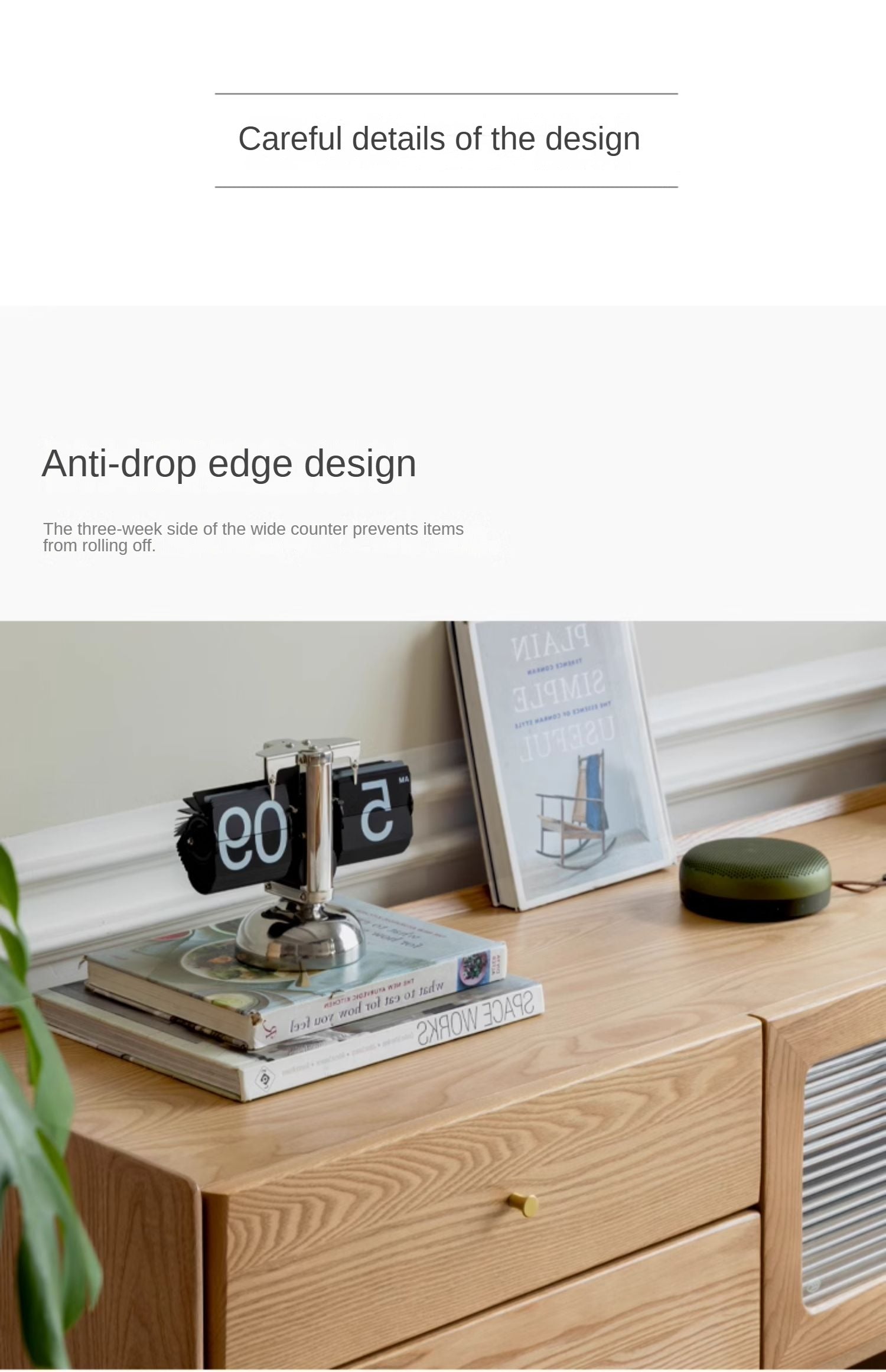 Ash Solid Wood Nordic White Wax TV Cabinet.