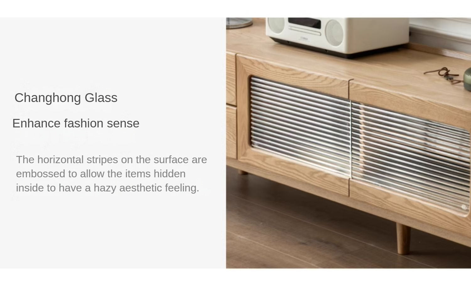 Ash Solid Wood Nordic White Wax TV Cabinet.