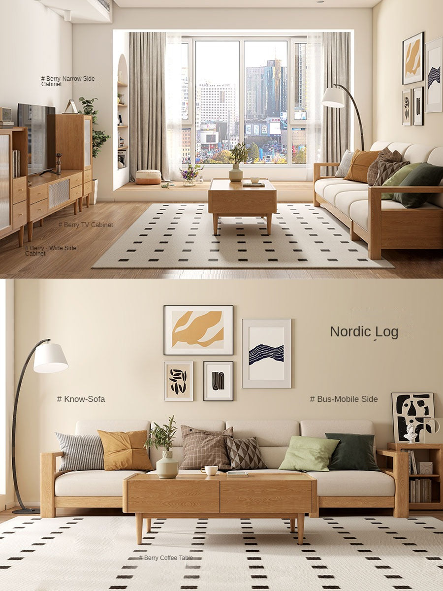 Ash Solid Wood Nordic White Wax TV Cabinet.