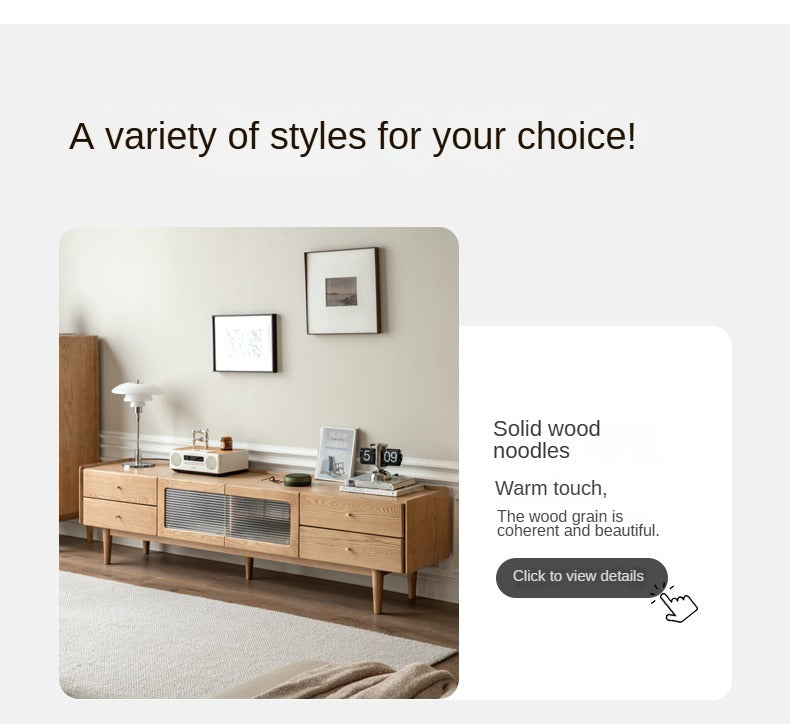 Ash Solid Wood Nordic White Wax TV Cabinet.