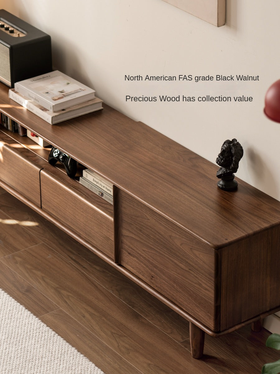 Black Walnut Solid Wood Modern Simple TV Cabinet.
