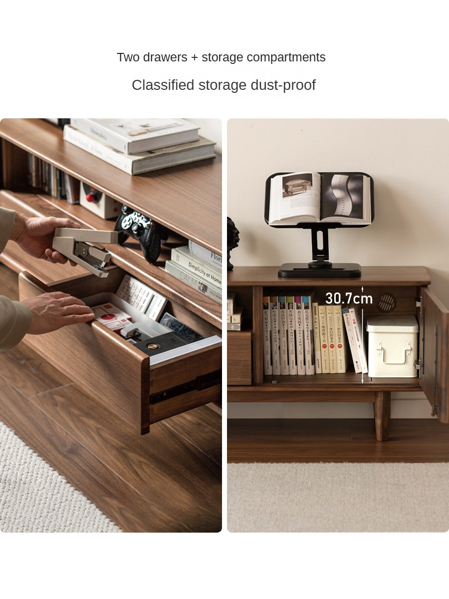 Black Walnut Solid Wood Modern Simple TV Cabinet.