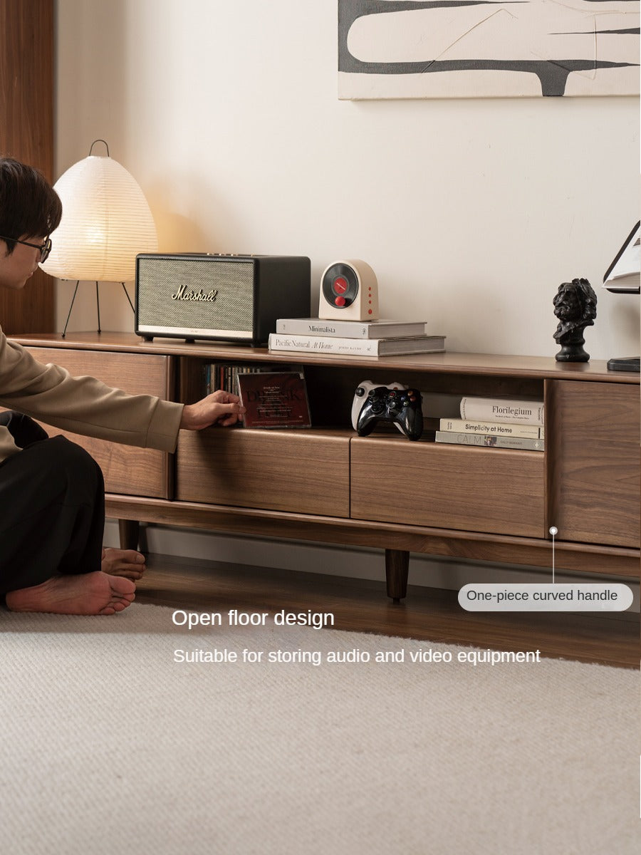 Black Walnut Solid Wood Modern Simple TV Cabinet.