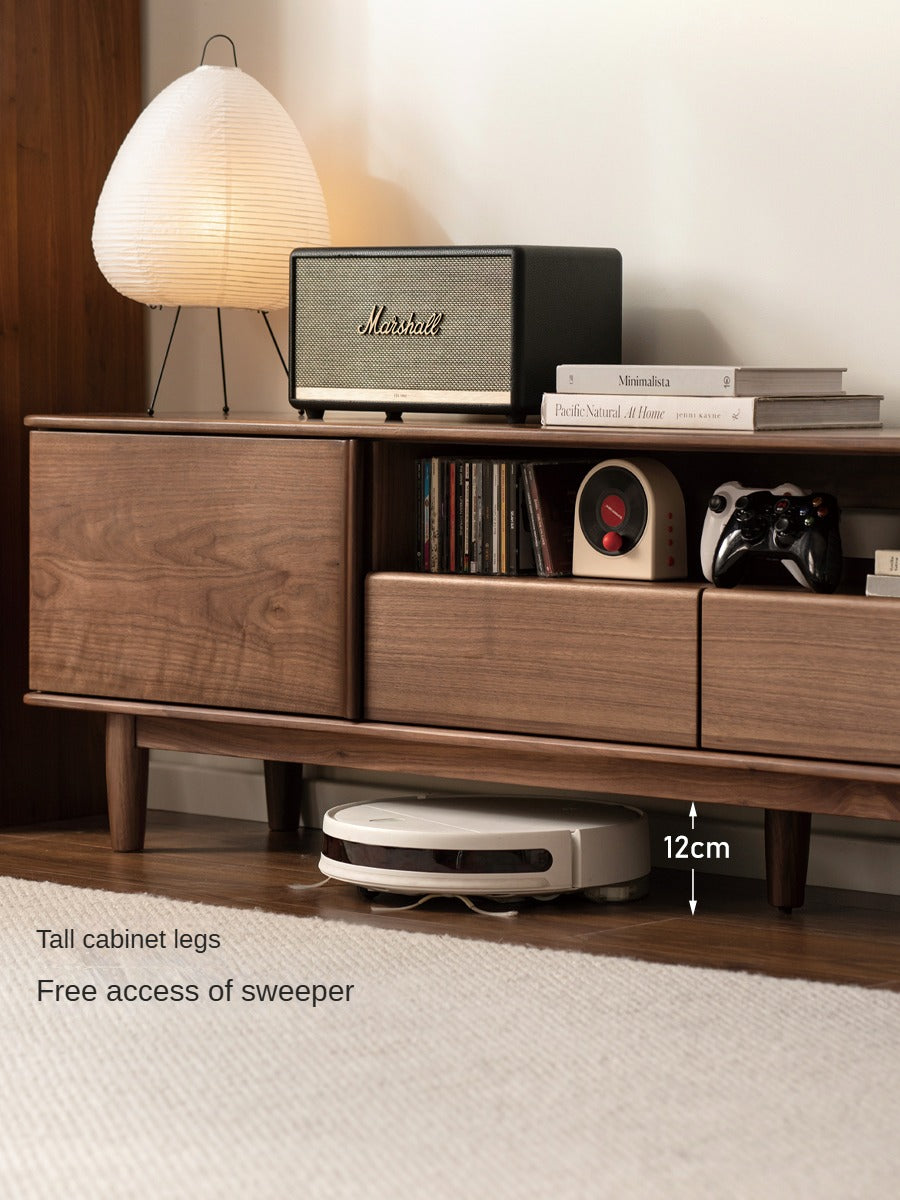 Black Walnut Solid Wood Modern Simple TV Cabinet.