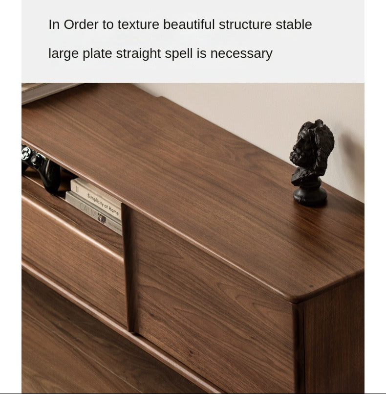 Black Walnut Solid Wood Modern Simple TV Cabinet.