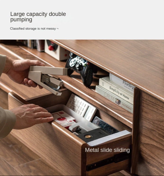 Black Walnut Solid Wood Modern Simple TV Cabinet.