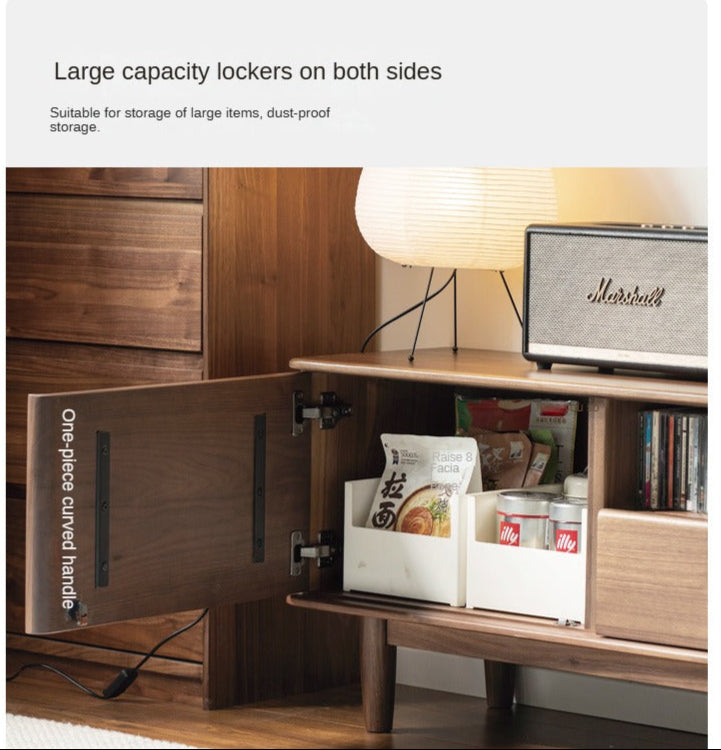 Black Walnut Solid Wood Modern Simple TV Cabinet.