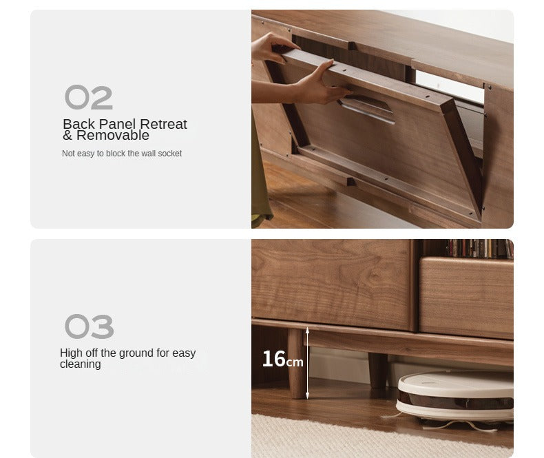 Black Walnut Solid Wood Modern Simple TV Cabinet.