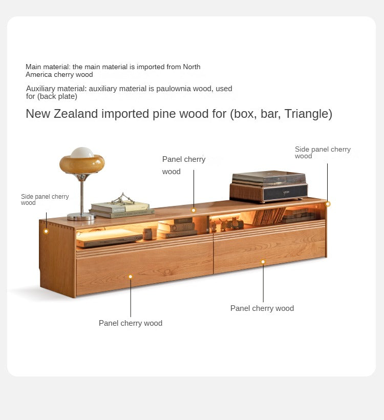 Cherry, Poplar Solid Wood Floor TV Cabinet.