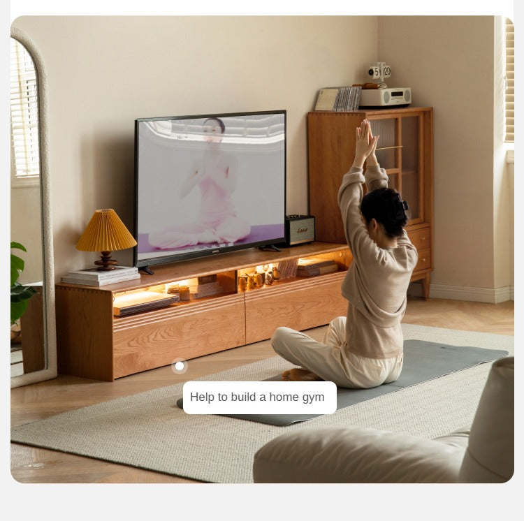 Cherry, Poplar Solid Wood Floor TV Cabinet.