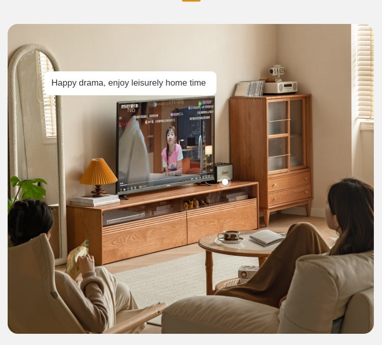 Cherry, Poplar Solid Wood Floor TV Cabinet.