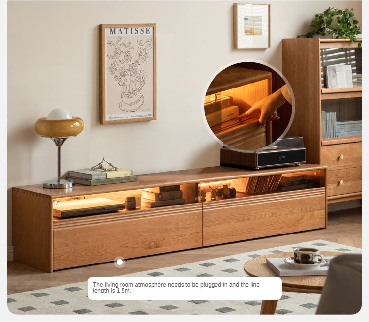 Cherry, Poplar Solid Wood Floor TV Cabinet.